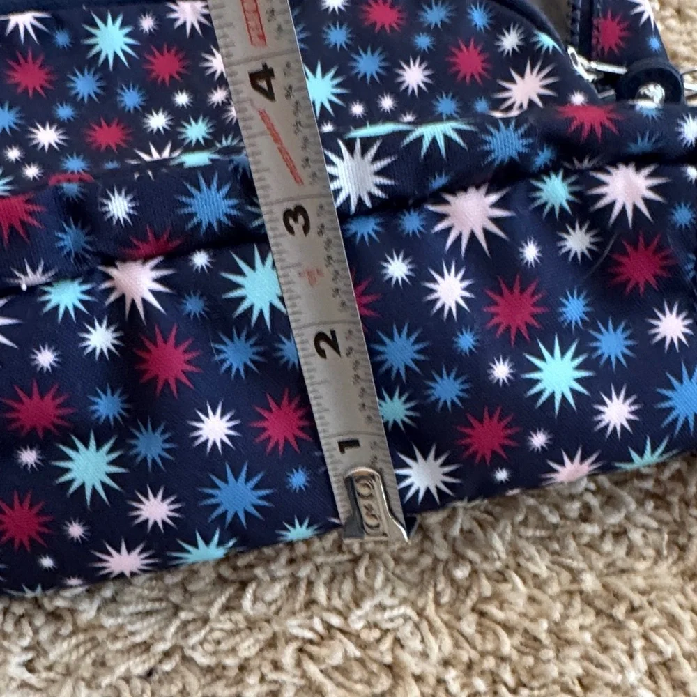 EUC Kipling Paola Small Backpack Bag, Navy Star Starburst w/ Ape Metal Keychain